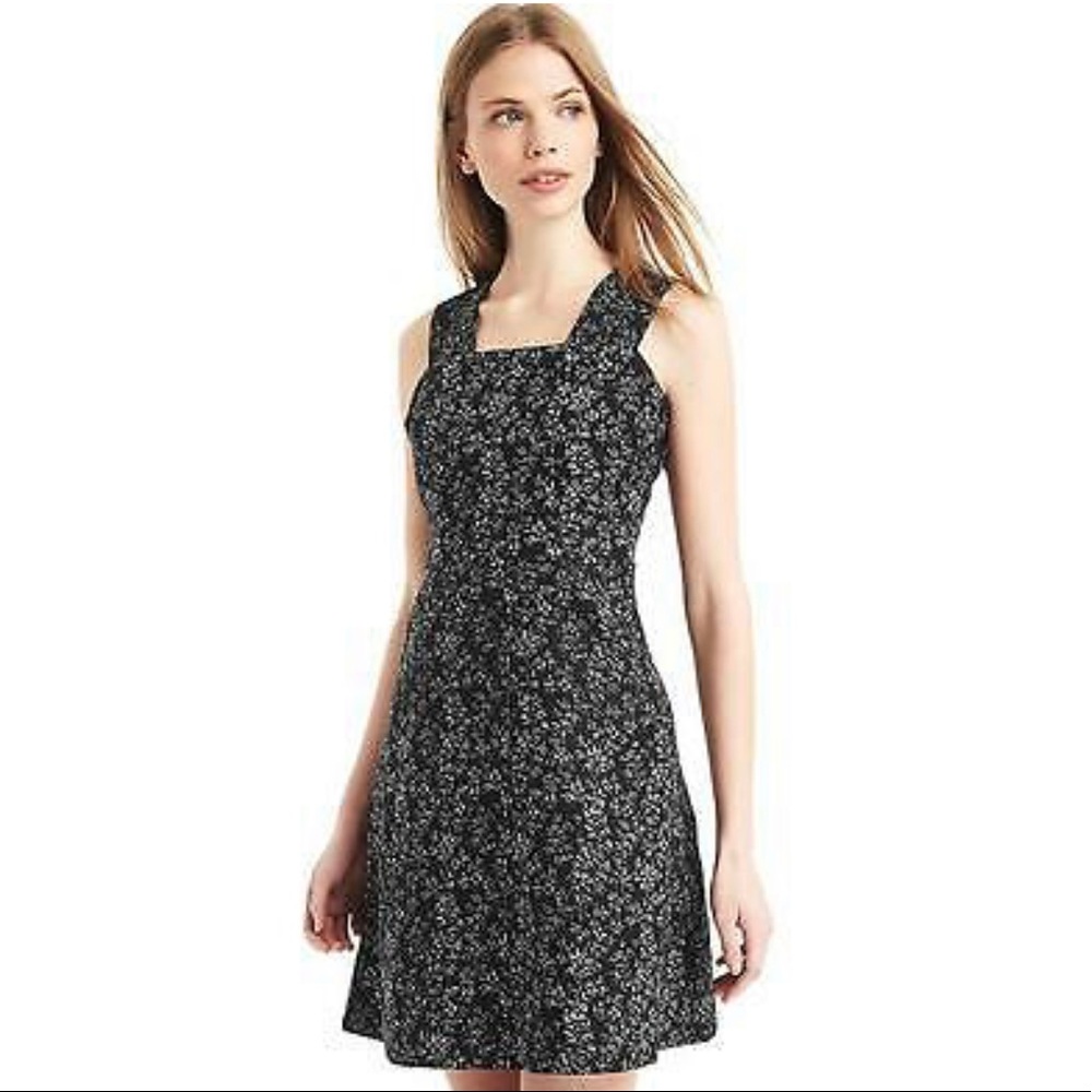 Gap Linen Black Tan patterned Dress Pockets SZ 20